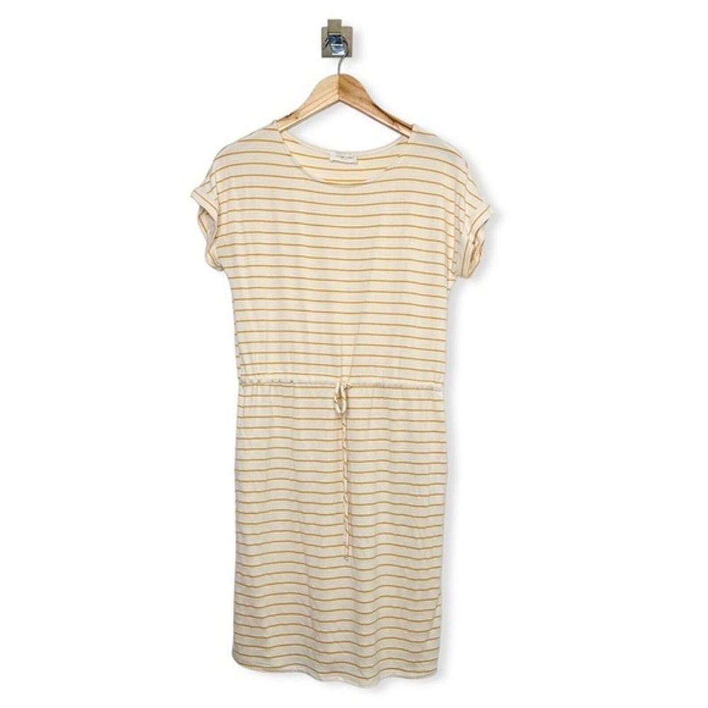 Orange Creek Cream Mustard Stripe Casual Dress Size Small‎